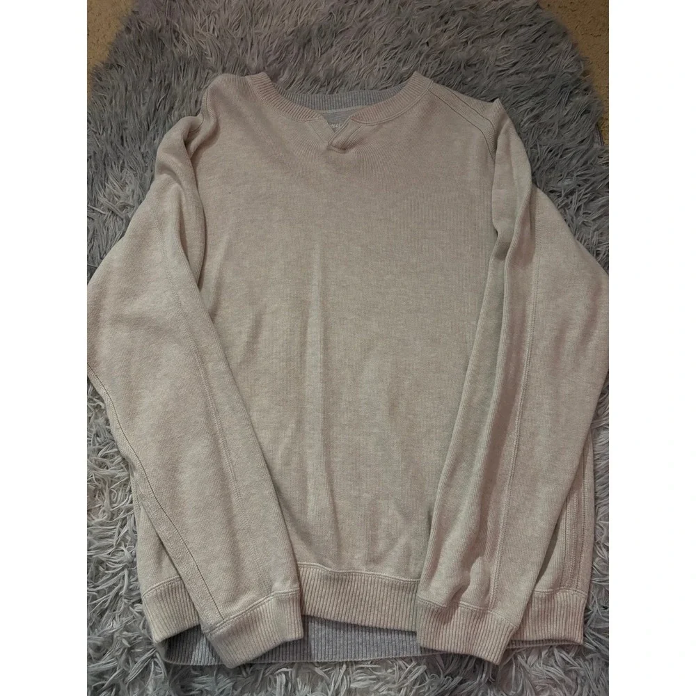 Tommy Bahama Men's Small Beige Crewneck Sweatshirt Cotton Blend Marlin‎ Logo